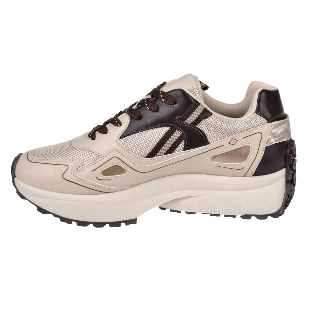 Sms Bağcıklı Kadın Spor Ayakkabı Sneaker SMS-83191 BEJ KAHVE