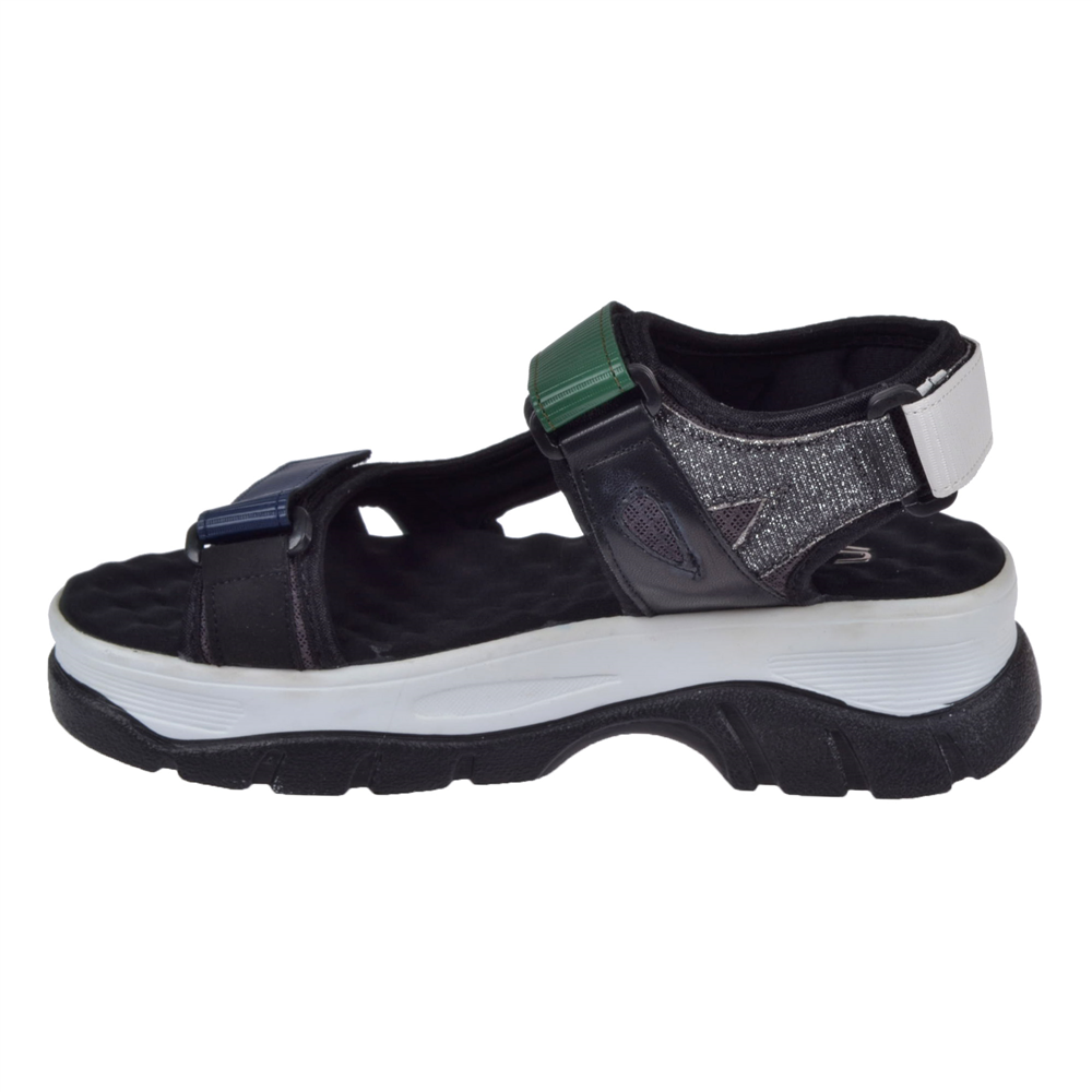 Sms Cırtlı Comfort Kadın Sandalet SMS-4740 SİYAH YEŞİL