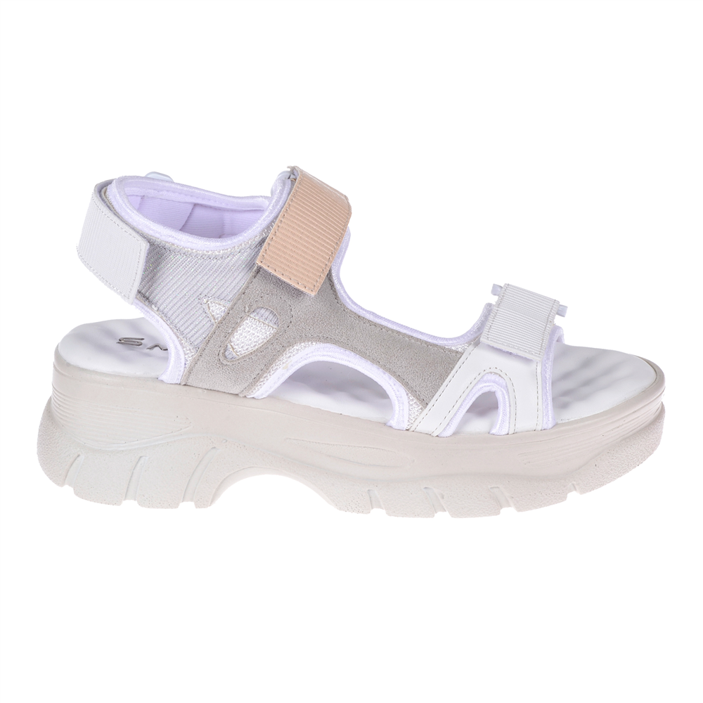 Sms Cırtlı Comfort Kadın Sandalet SMS-4740 BEYAZ BEJ
