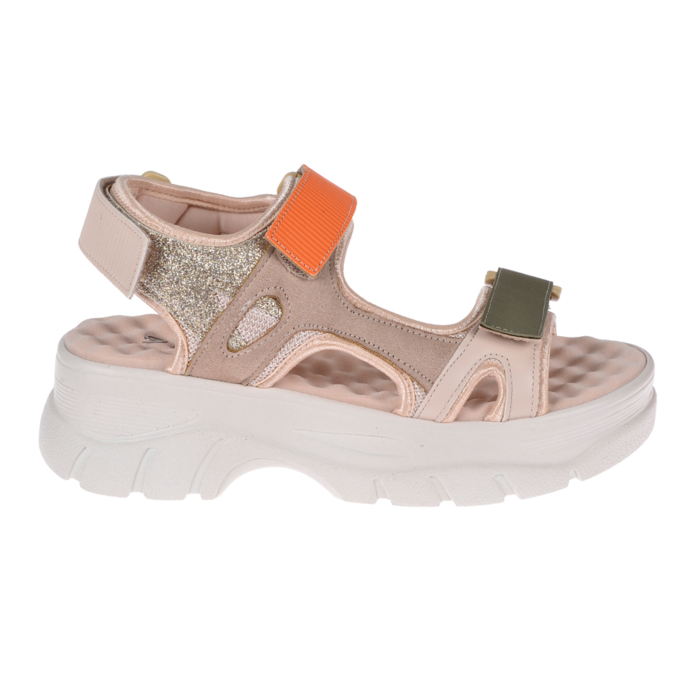 Sms Cırtlı Comfort Kadın Sandalet SMS-4740 BEJ MULTİ