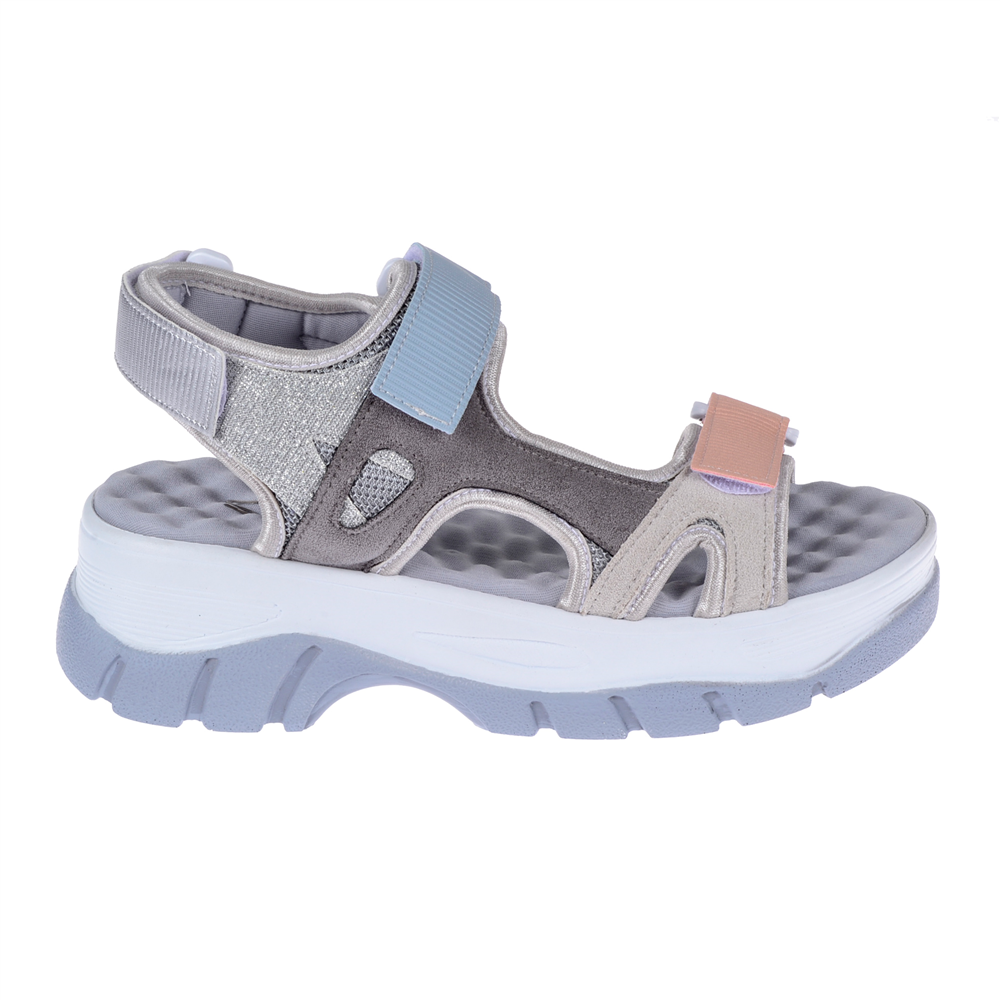 Sms Cırtlı Comfort Kadın Sandalet SMS-4740 GRİ MULTİ