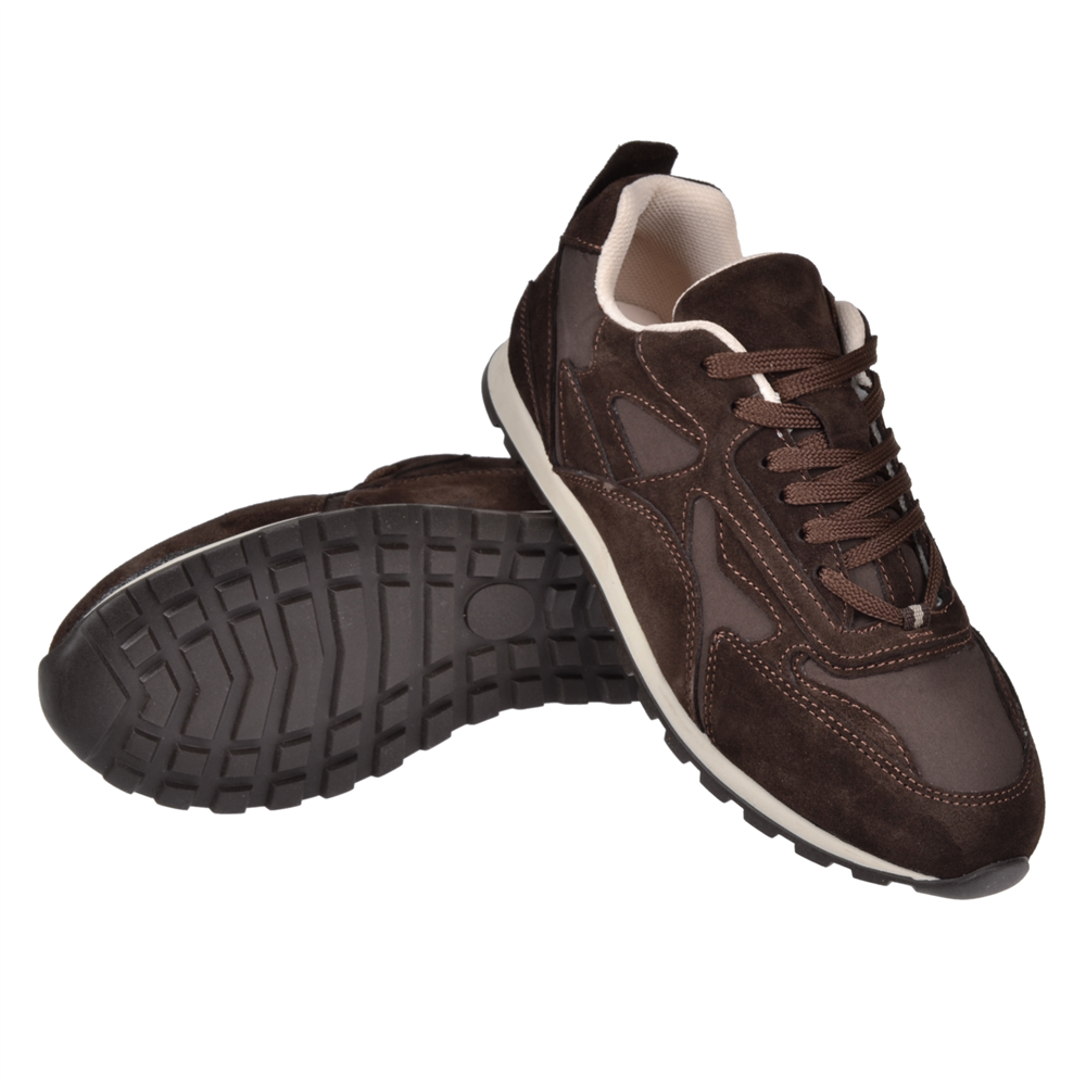 Sms Hakiki Deri Düz  Kadın Spor Ayakkabı Sneaker SMS-84144 KAHVE SÜET