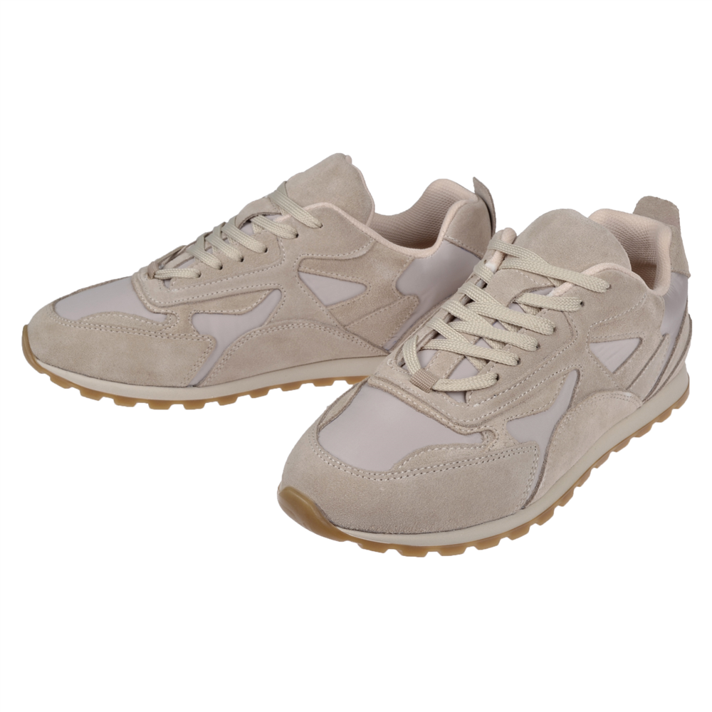 Sms Hakiki Deri Düz  Kadın Spor Ayakkabı Sneaker SMS-84144   BEJ SÜET
