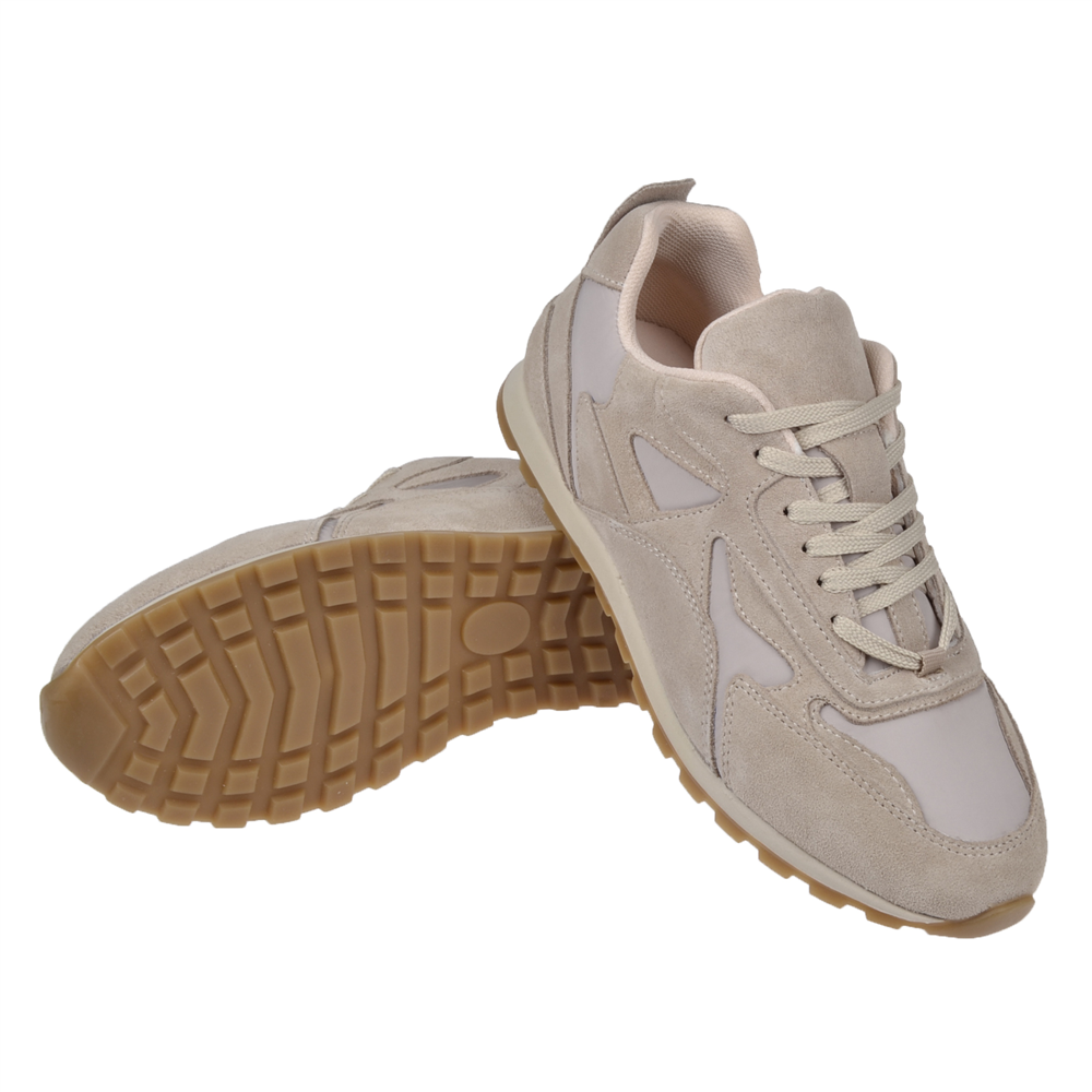 Sms Hakiki Deri Düz  Kadın Spor Ayakkabı Sneaker SMS-84144   BEJ SÜET