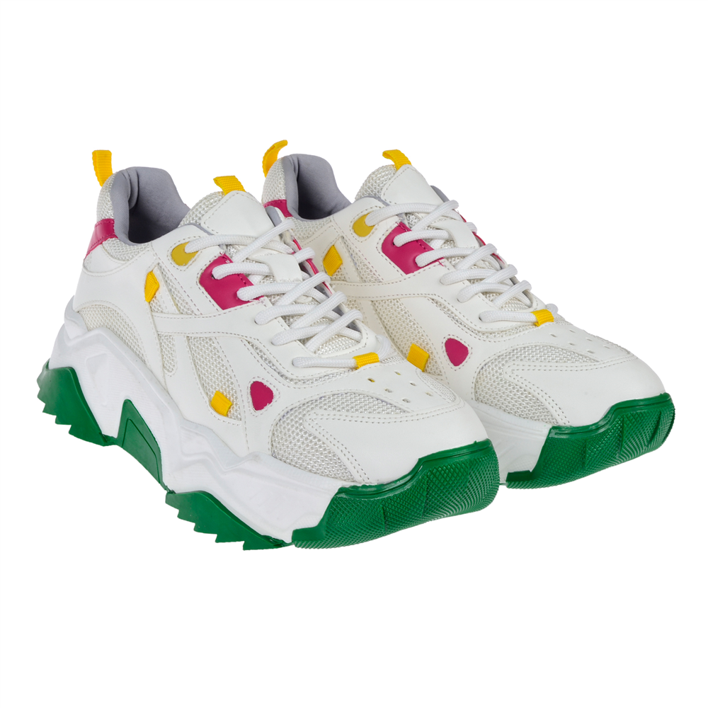Sms Kadın Spor Ayakkabı Sneaker SMS-65137 BEYAZ YEŞİL