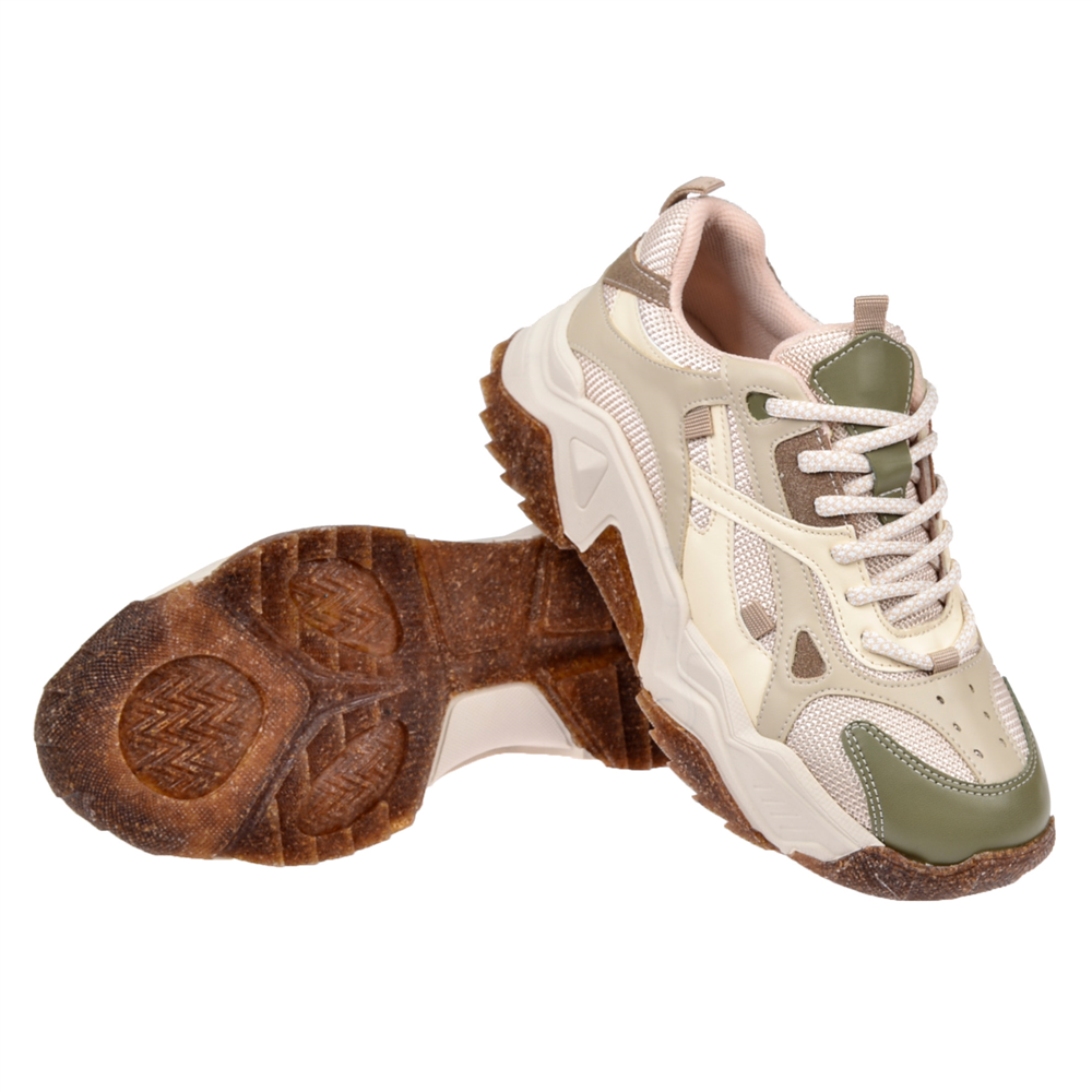 Sms Kadın Spor Ayakkabı Sneaker SMS-65137 BEJ YEŞİL