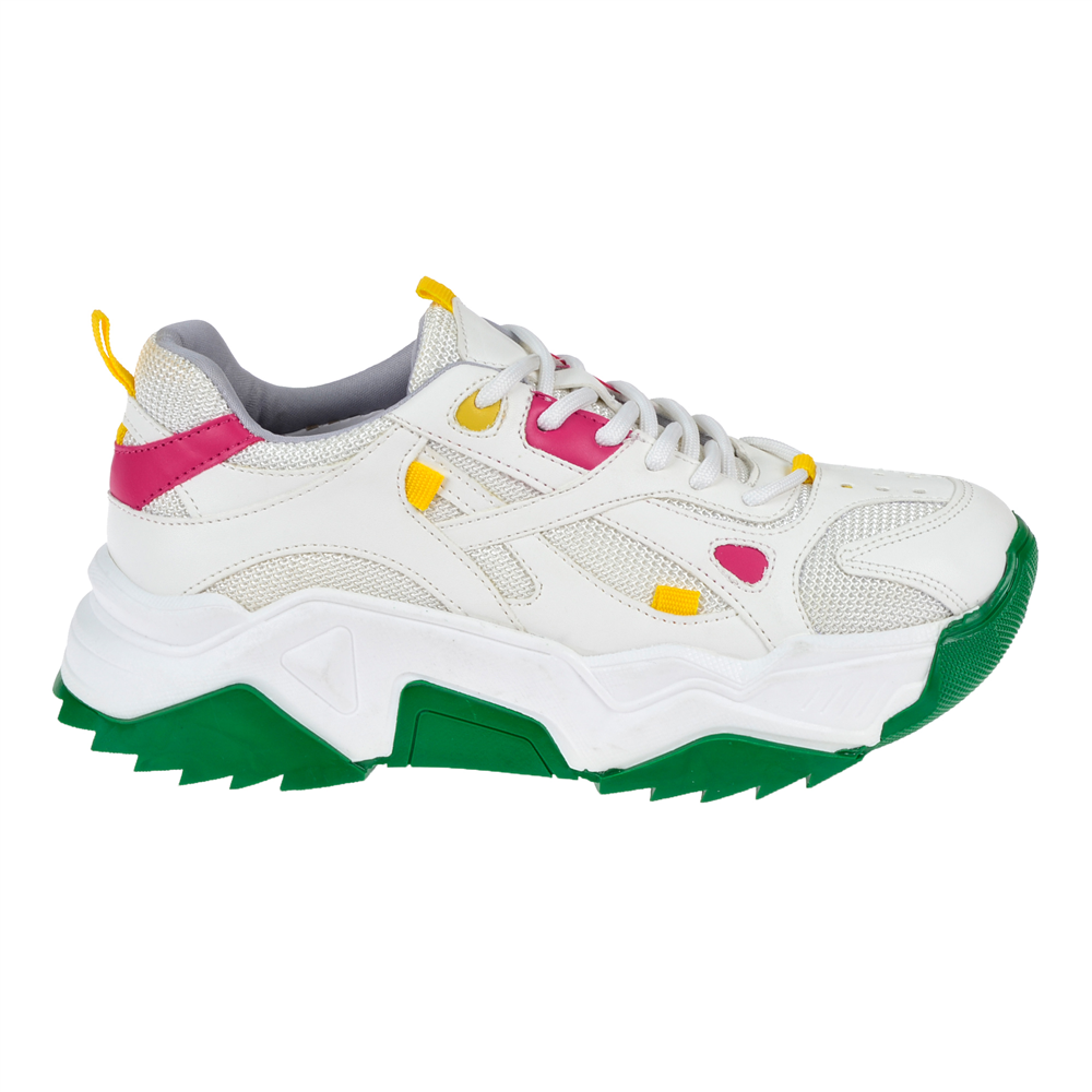 Sms Kadın Spor Ayakkabı Sneaker SMS-65137 BEYAZ YEŞİL