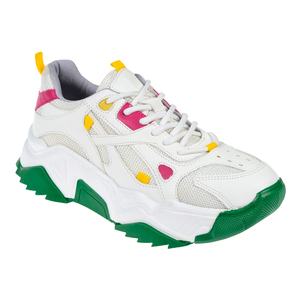 Sms Kadın Spor Ayakkabı Sneaker SMS-65137 BEYAZ YEŞİL