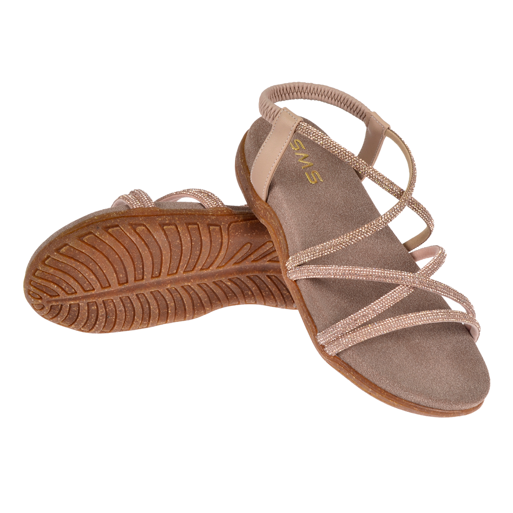 Sms Taşlı Comfort Kadın Sandalet SMS-2546 NUT TAŞLI