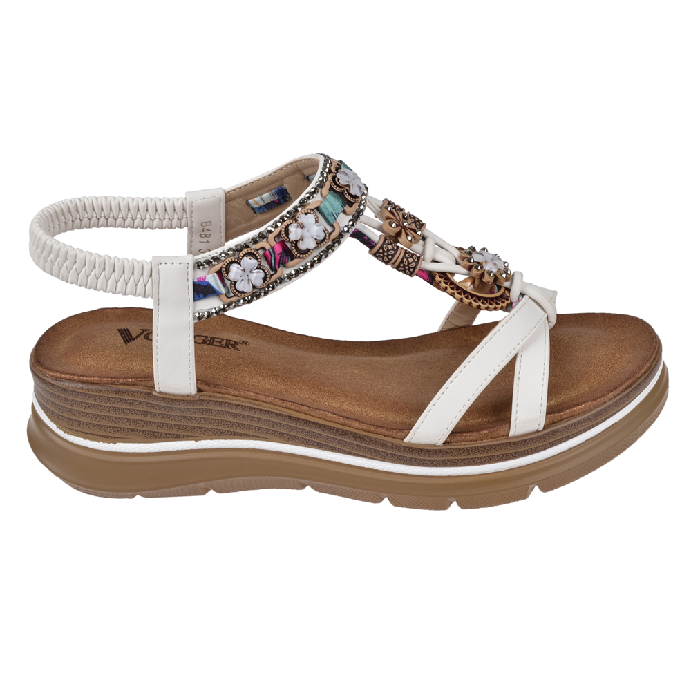 Voyager Dolgu Taban Comfort Kadın Sandalet VOY-481-Z BEYAZ