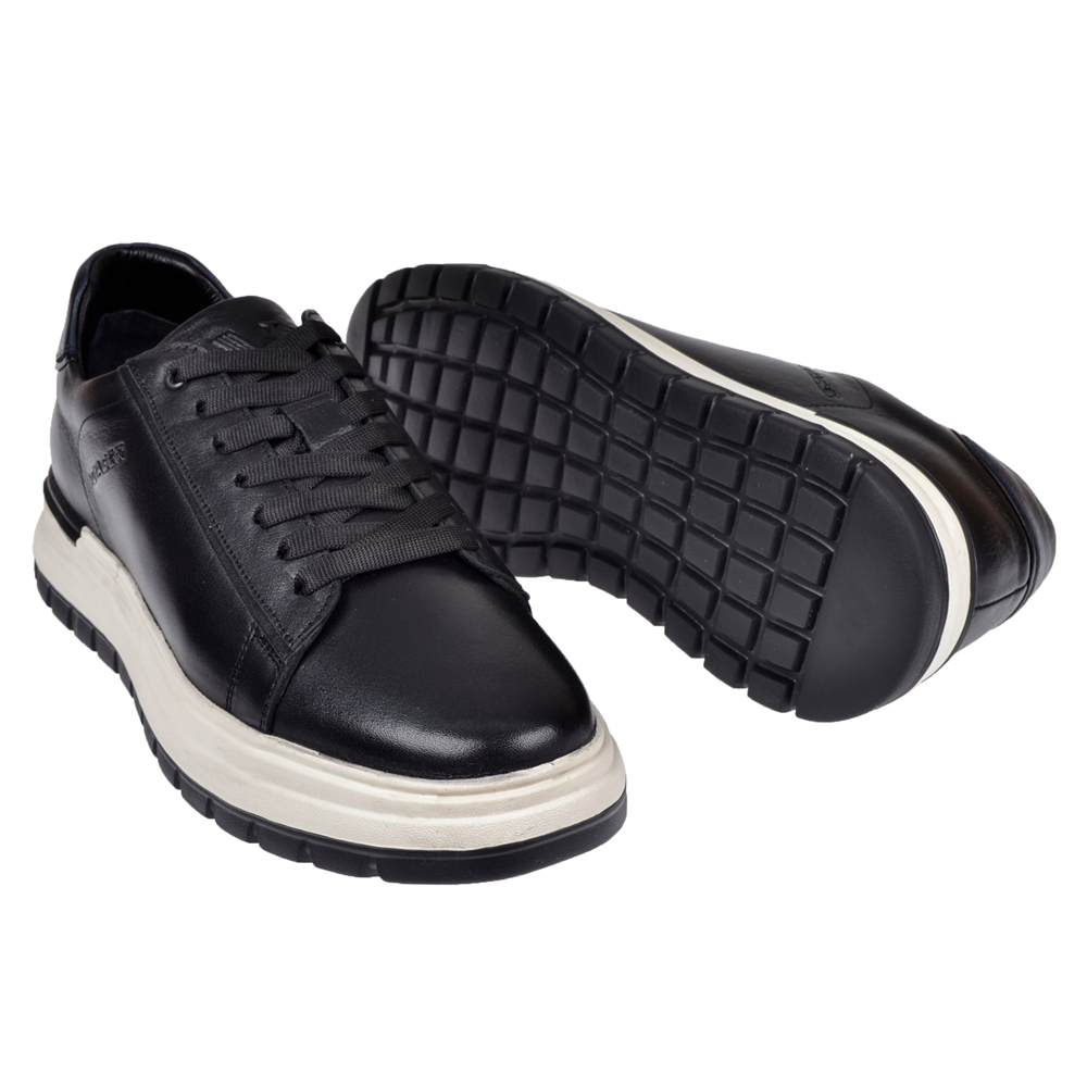 Voyager Hakiki Deri Erkek Spor Ayakkabı Sneaker VOY-387 SİYAH