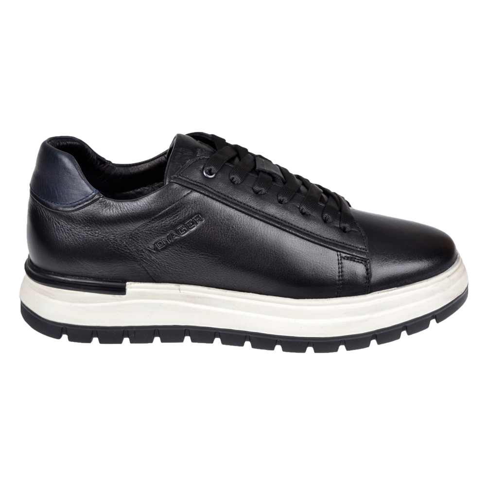 Voyager Hakiki Deri Erkek Spor Ayakkabı Sneaker VOY-387 SİYAH