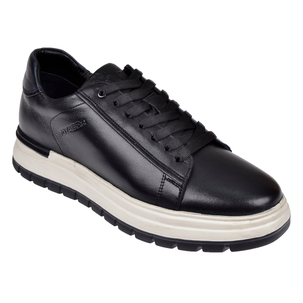 Voyager Hakiki Deri Erkek Spor Ayakkabı Sneaker VOY-387 SİYAH