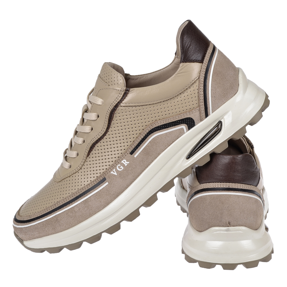 Voyager Hakiki Deri Yazlık Erkek Spor Ayakkabı Sneaker VOY-684 BEJ