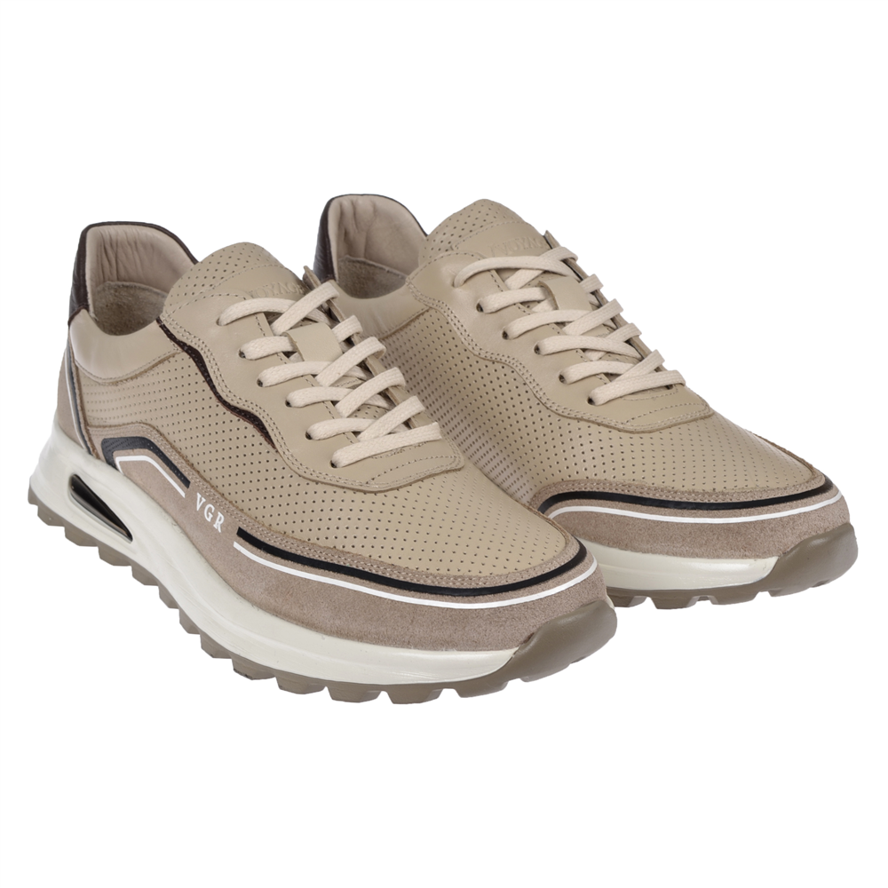 Voyager Hakiki Deri Yazlık Erkek Spor Ayakkabı Sneaker VOY-684 BEJ