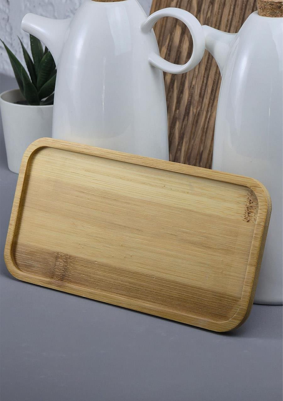2'li Porselen Yağdanlık Seti - Bambu Altlıklı Yağlık Takımı - Mantar Kapak - 2x500 ML