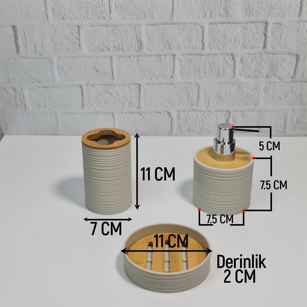 Akrilik Bambu Banyo Seti Stantlı 6 Parça Lavabo Takımı | Hometarz