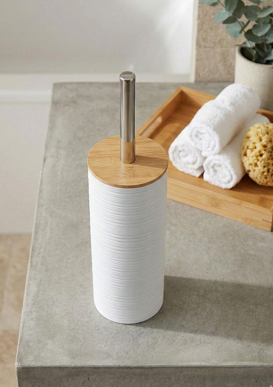 Akrilik Bambu Tuvalet Fırçası 36 CM Beyaz