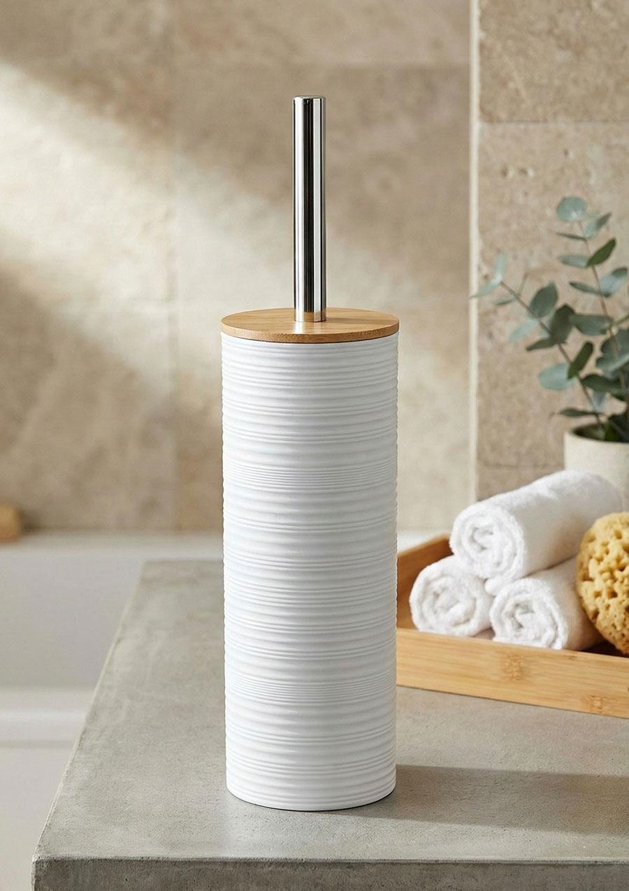 Akrilik Bambu Tuvalet Fırçası 36 CM Beyaz