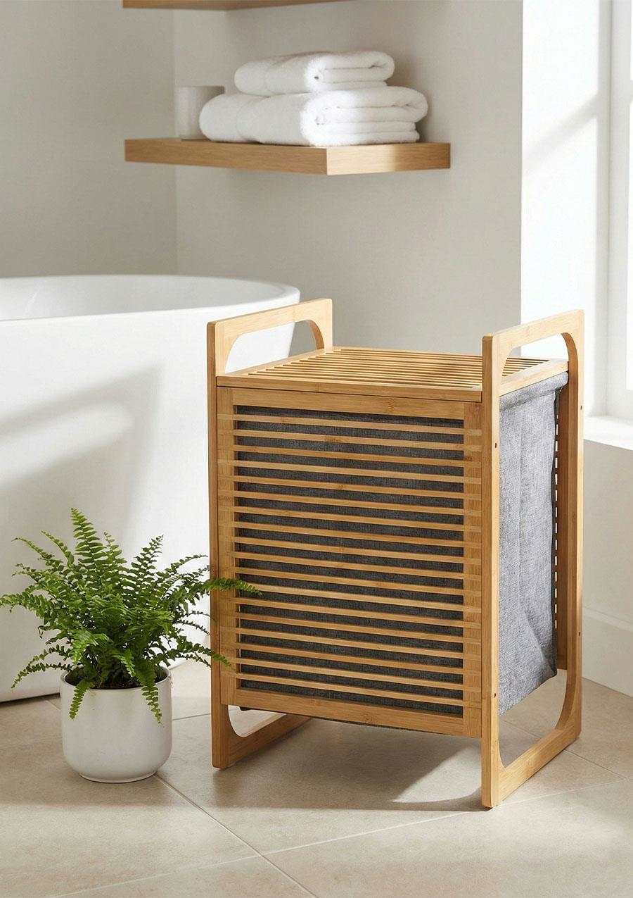 Bambu Çamaşır Sepeti Tekli 35 Litre