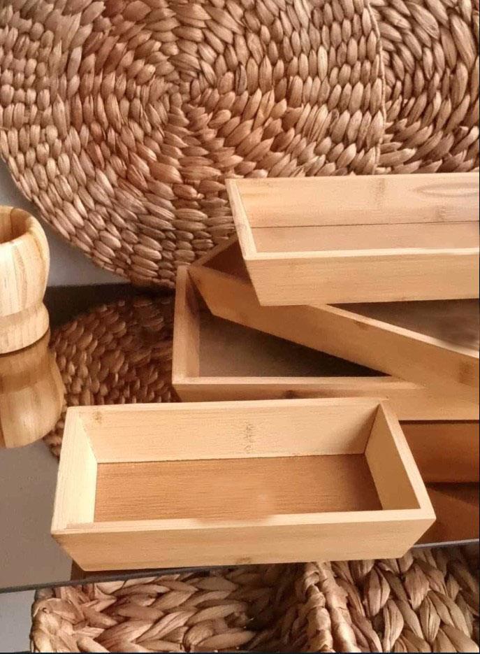 Bambu Dikdörtgen Sunumluk Set 4 Lü İkramlık Meyvelik | Hometarz