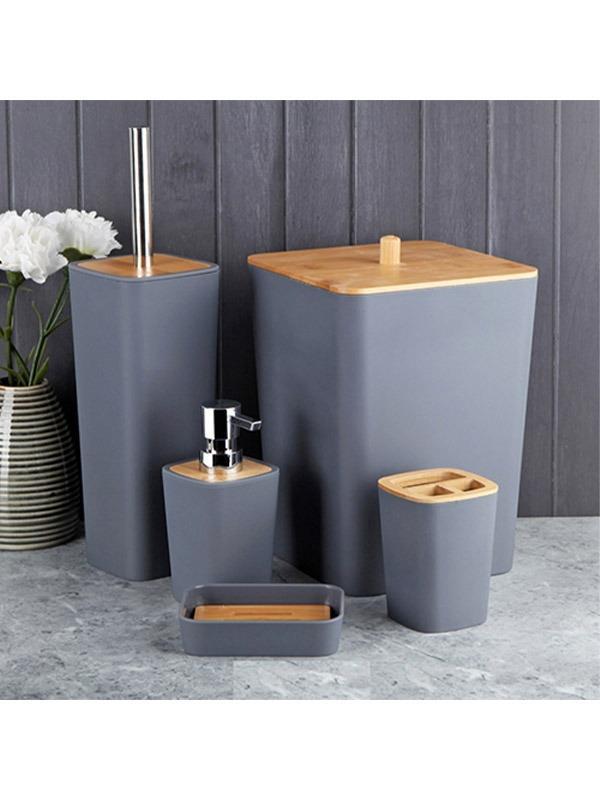 Banyo Seti 5 Parça Akrilik Bambu Banyo Aksesuar Takımı | Hometarz
