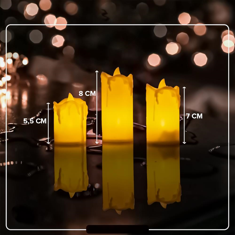 Dekoratif Led Mum Görünümlü Gece Lambası 3'lü | Hometarz
