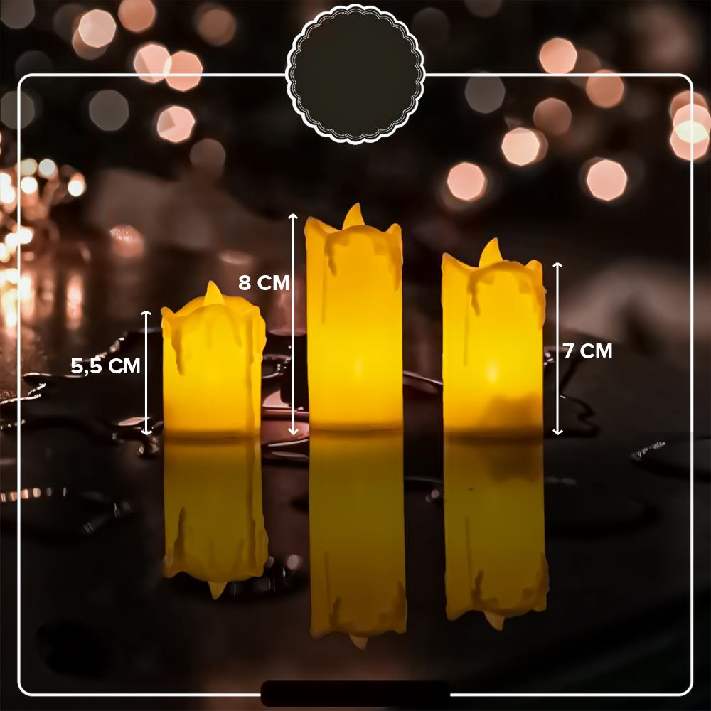 Dekoratif Led Mum Görünümlü Gece Lambası 3'lü | Hometarz