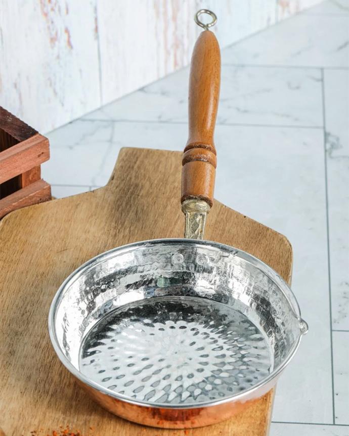 El Yapımı Bakır Yağ Kızartma Tavası - Küçük Sosluk 14 CM  - Hometarz