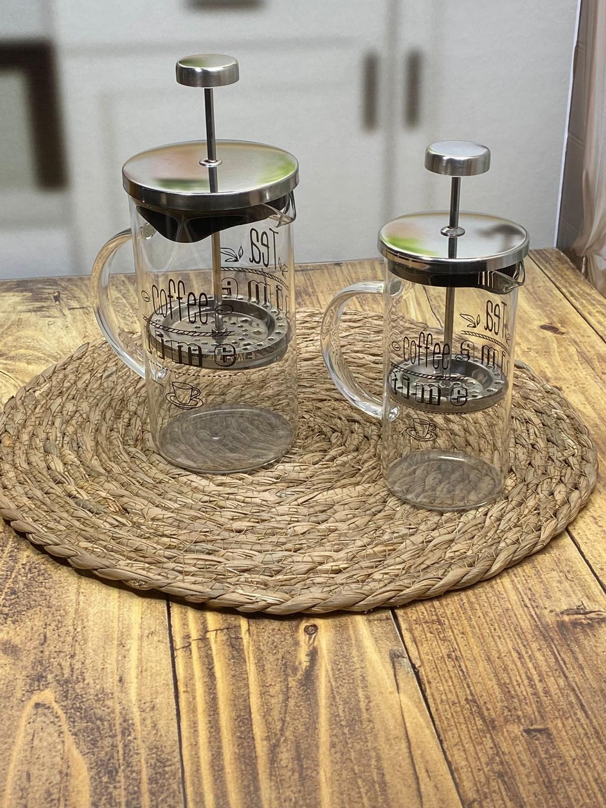 Hometarz French Press Cam Kahve Bitki Demliği 2 li 600 ml 350 ml