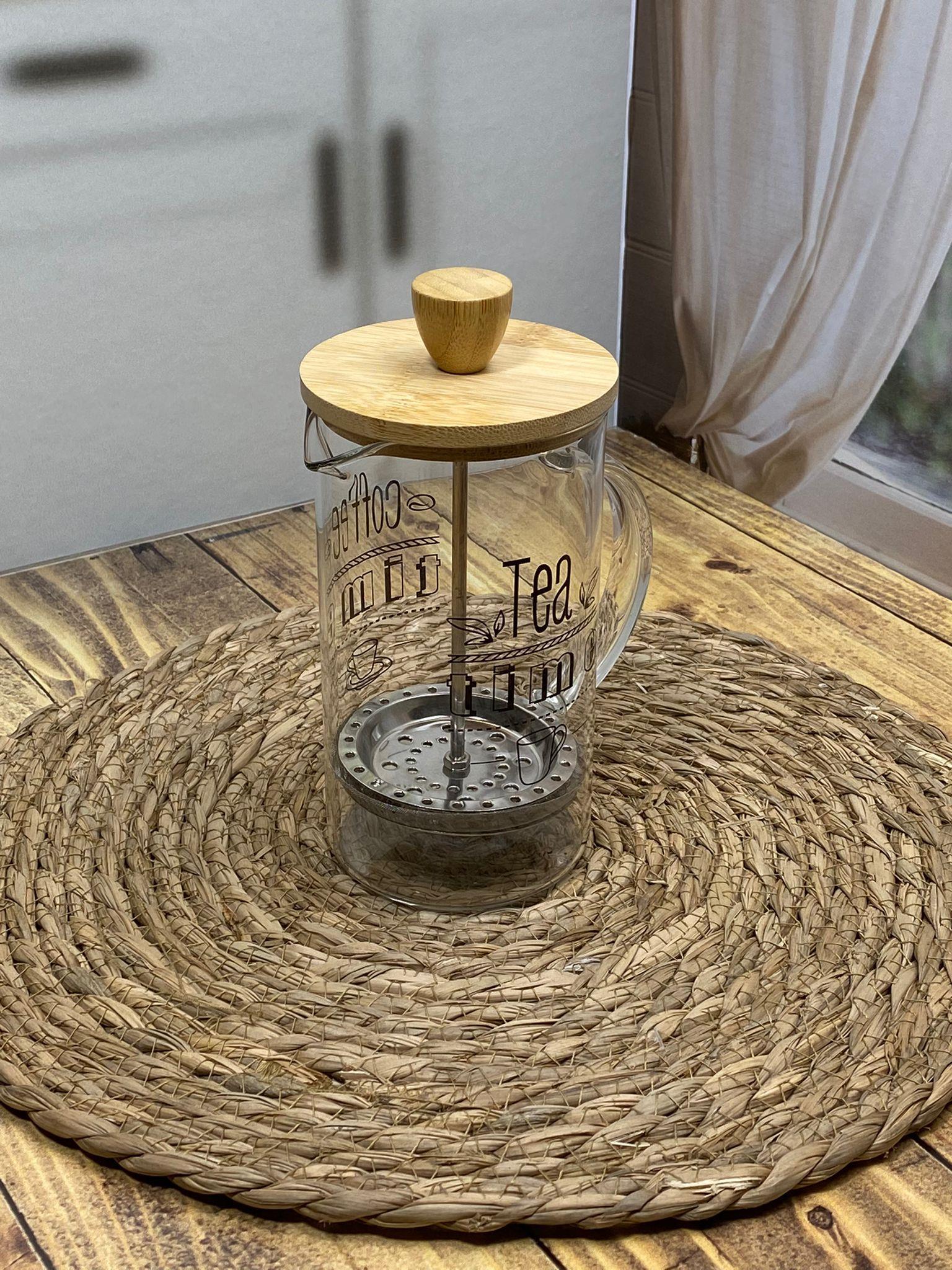 Hometarz French Press Kahve Bitki Demliği 2 li Bambulu 650 350 ml