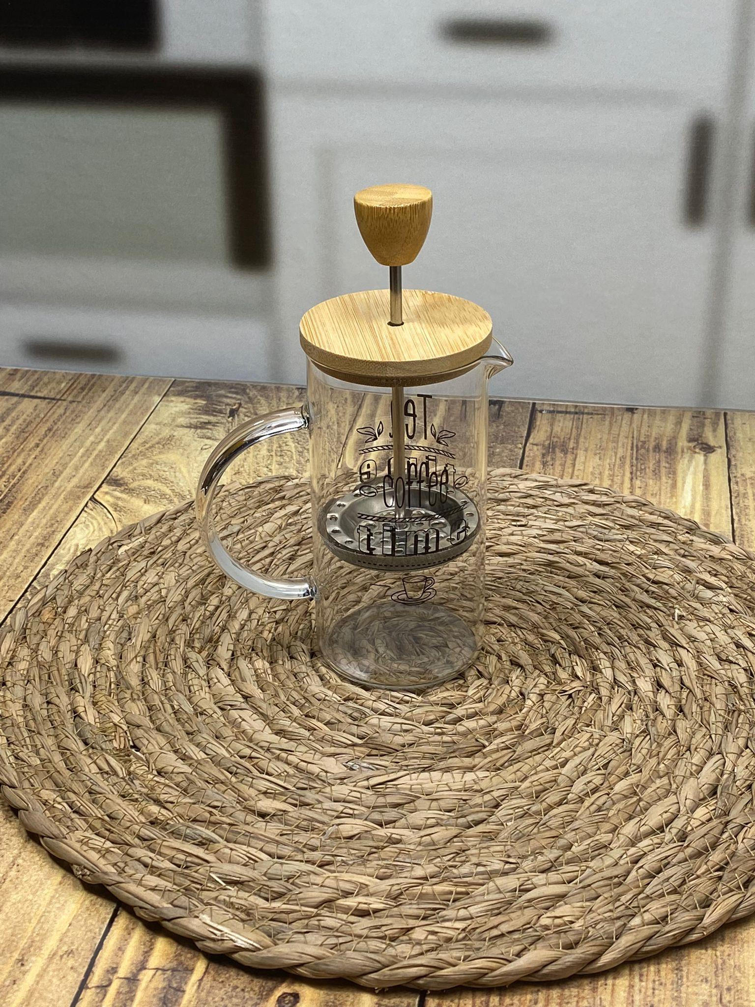 Hometarz French Press Kahve Bitki Demliği 2 li Bambulu 650 350 ml