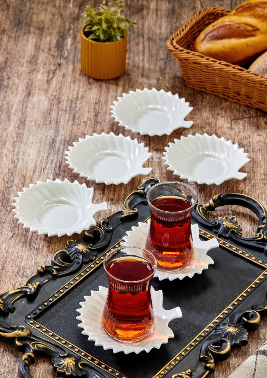 İstiridye Çay Tabağı Seti - 6 Parça, 11 CM