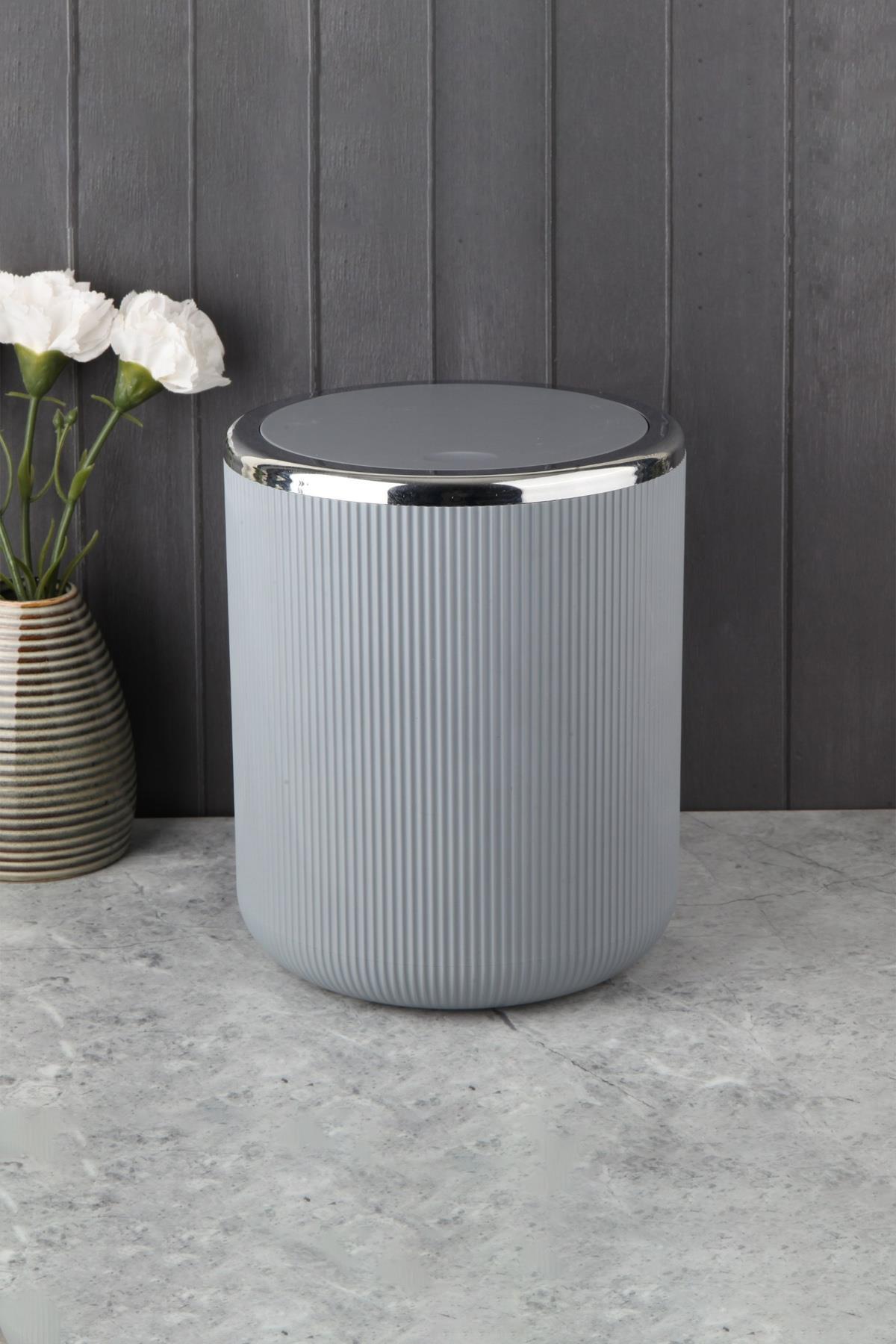 Lisbone Banyo Mutfak Lavabo Çöp Kovası Plastik 6.5 lt Silver | Hometarz