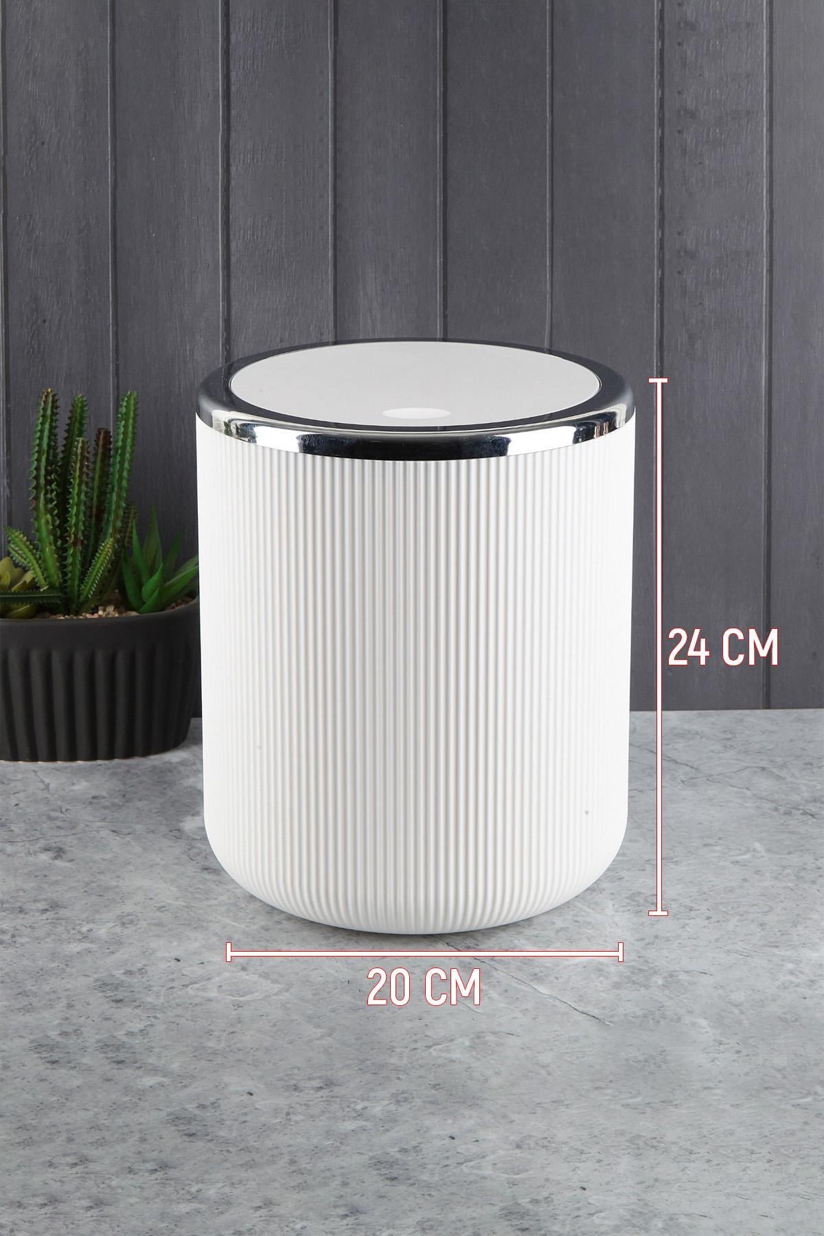 Lisbone Banyo Mutfak Lavabo Çöp Kovası Plastik 6.5 lt Silver | Hometarz