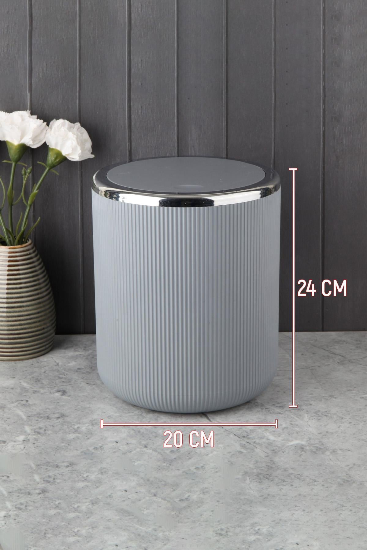 Lisbone Banyo Mutfak Lavabo Çöp Kovası Plastik 6.5 lt Silver | Hometarz