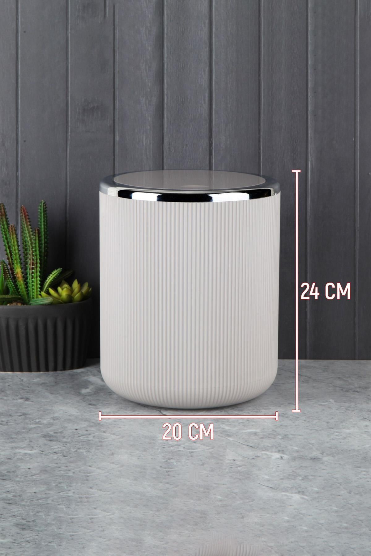 Lisbone Banyo Mutfak Lavabo Çöp Kovası Plastik 6.5 lt Silver | Hometarz