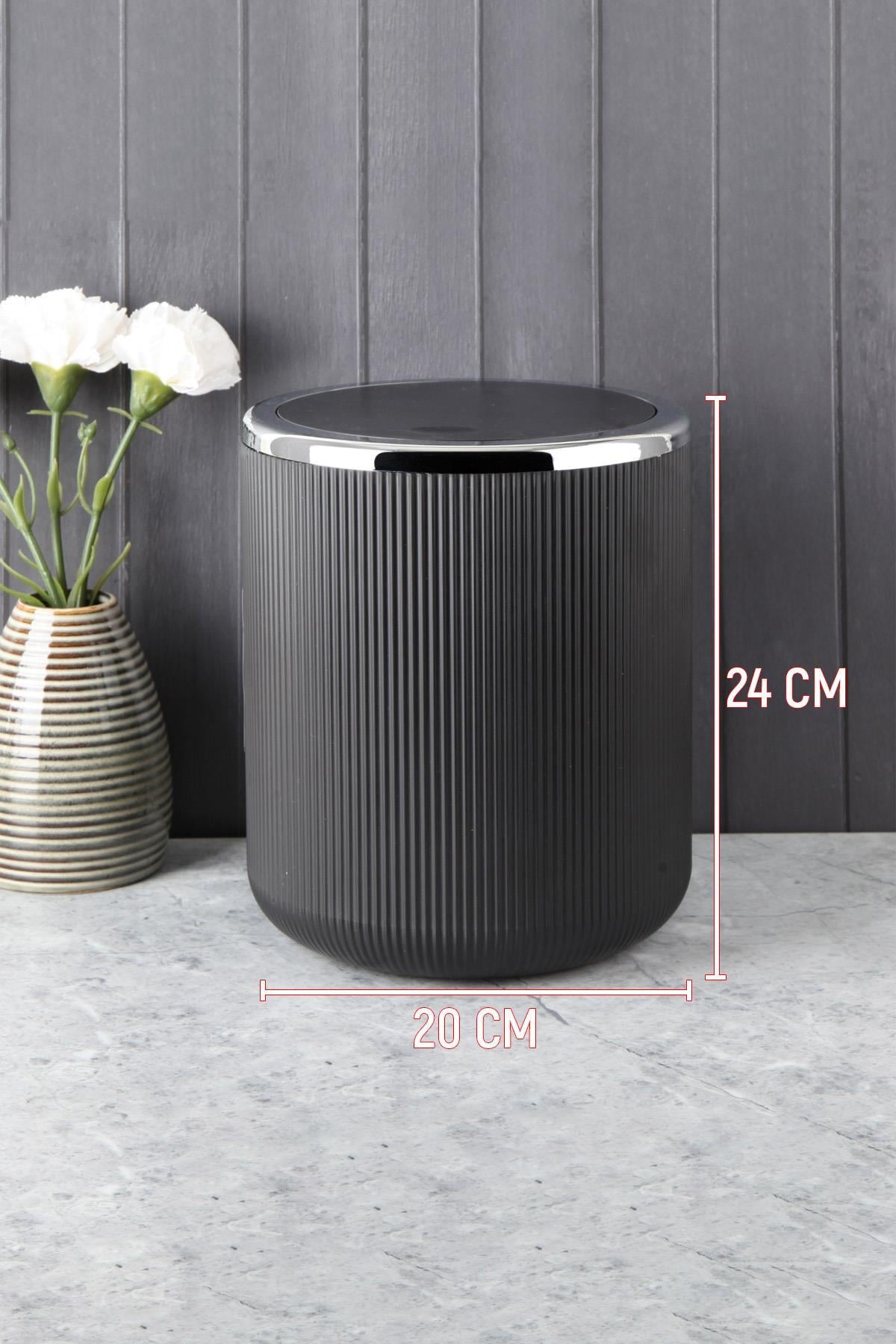 Lisbone Banyo Mutfak Lavabo Çöp Kovası Plastik 6.5 lt Silver | Hometarz