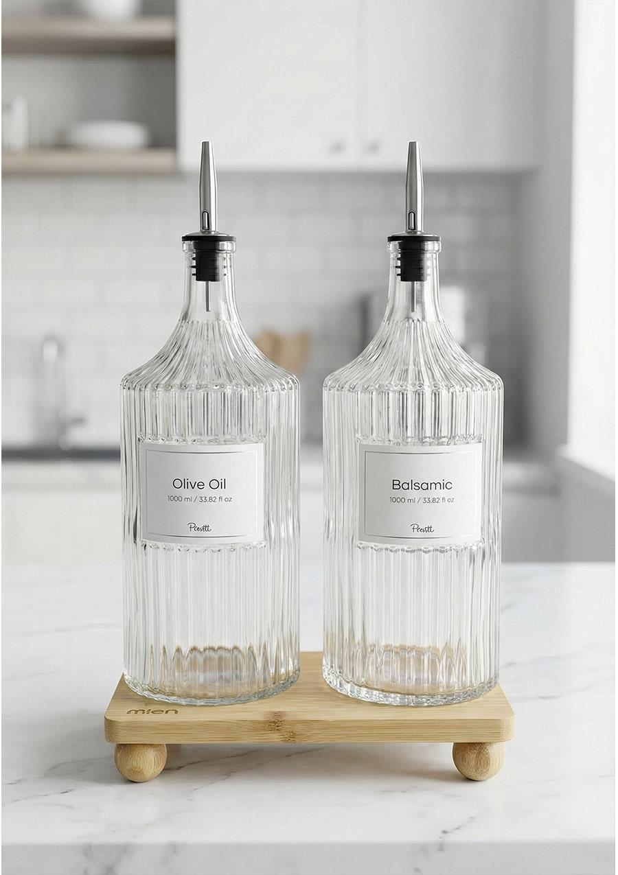 Viking 2'li Cam Yağlık Seti - 3 Parça, 2x1 Litre, Gümüş