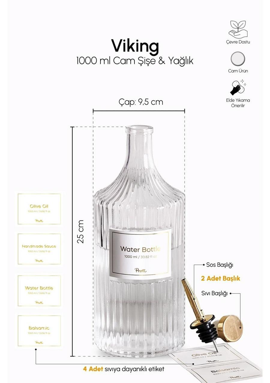 Viking 2'li Cam Yağlık Seti - 3 Parça, 2x1 Litre, Gümüş