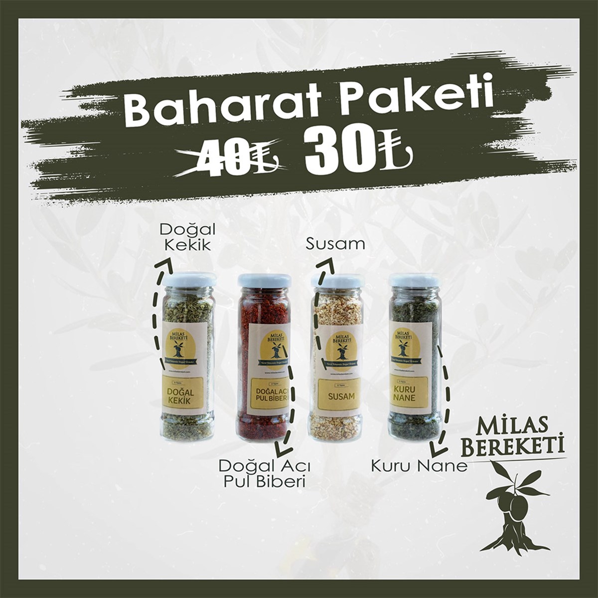 BAHARAT PAKETİ (Doğal Kekik,Doğal Acı Biber, Susam, Kuru Nane)