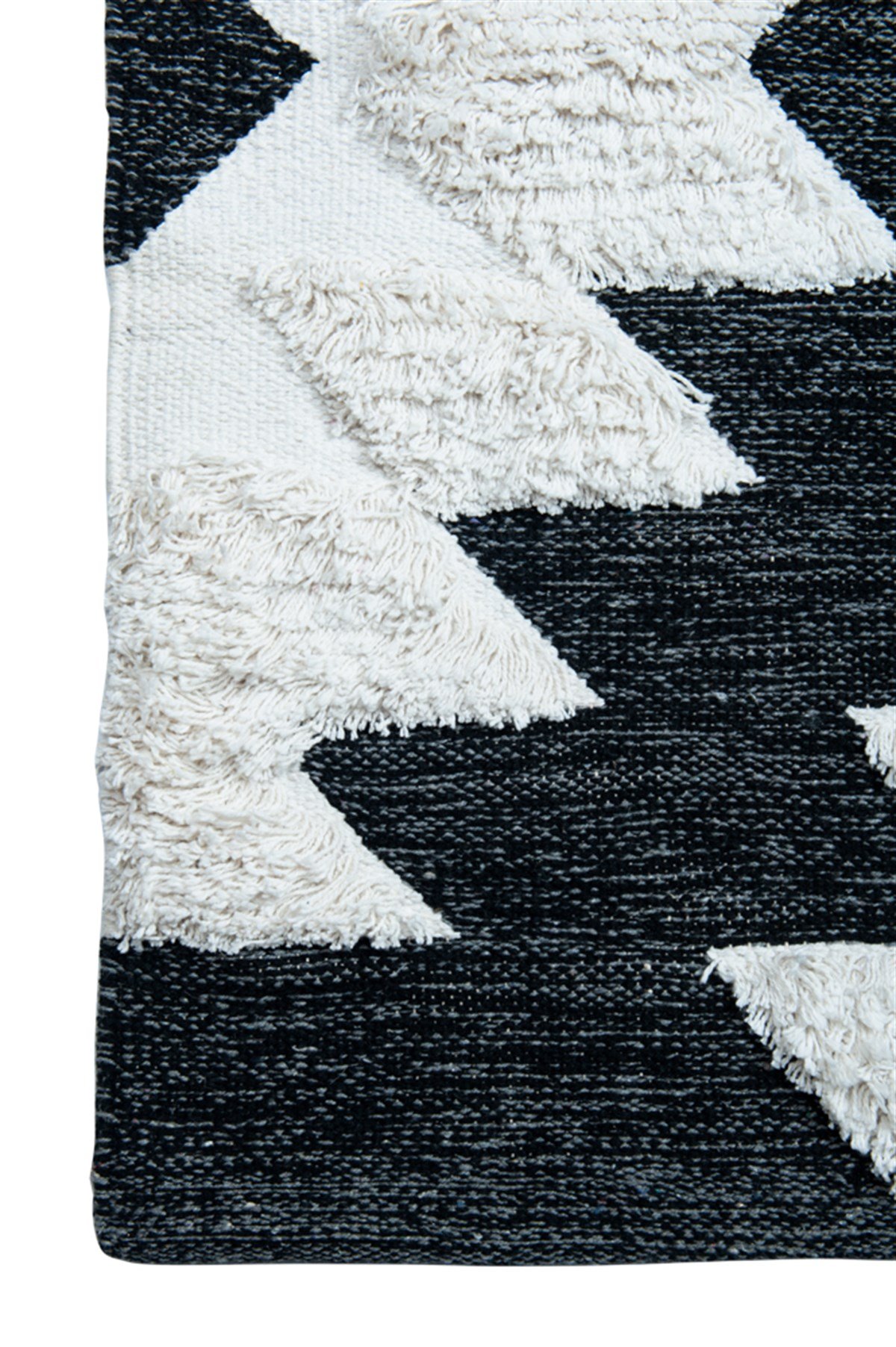 AFRO AFR 01 BLACK WHITE  Naturel Yıkanabilir Modern Desenli El Dokuma Hint Kilim