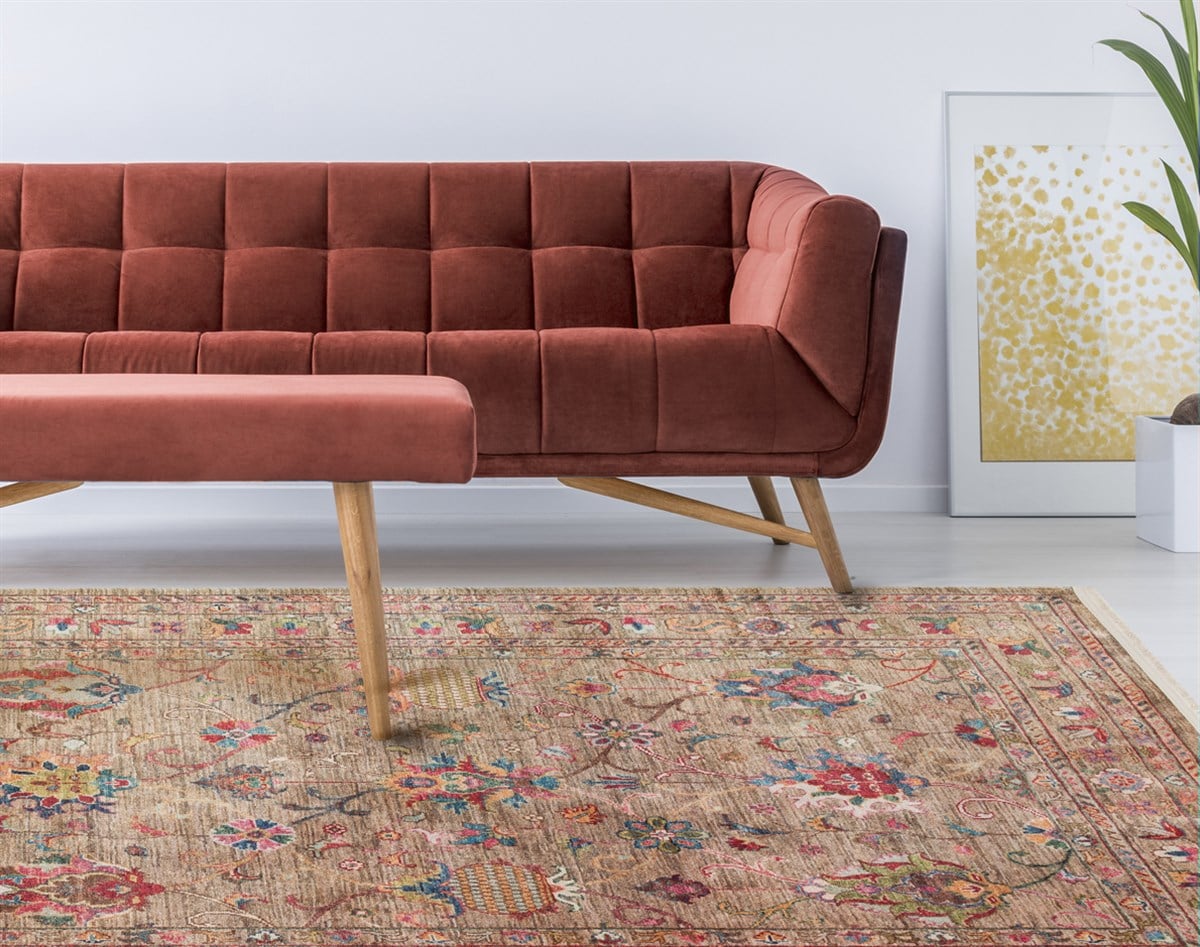 ANTIQUE ATK 08 BEIGE  Kolay kullanımlı Kaymaz Karabağ ve Antik Desenlere Sahip Yıkanabilir Makine Halısı