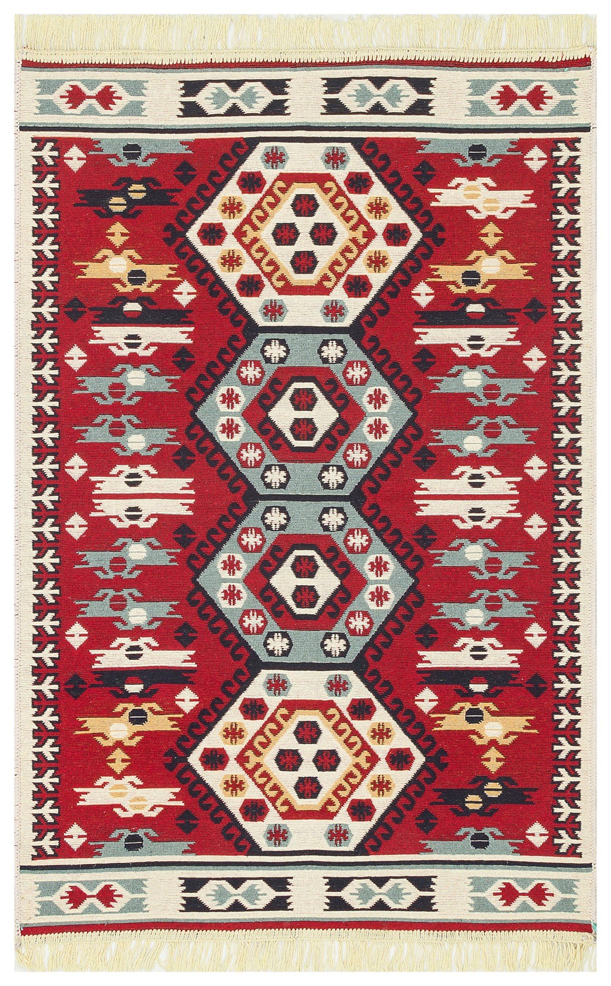 ARYA AR 30 RED  Yıkanabilir Çift Taraflı Modern Desenli Dokuma Kilim