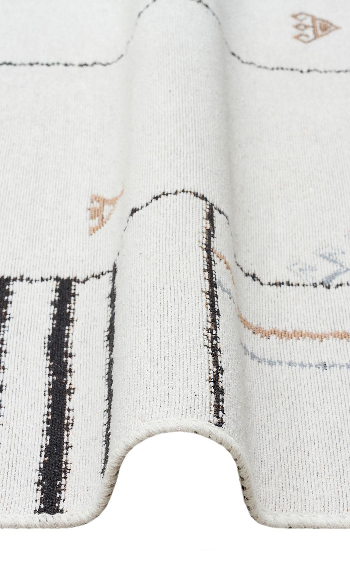 ARYA AR 41 CREAM BLACK  Yıkanabilir Çift Taraflı Modern Desenli Dokuma Kilim