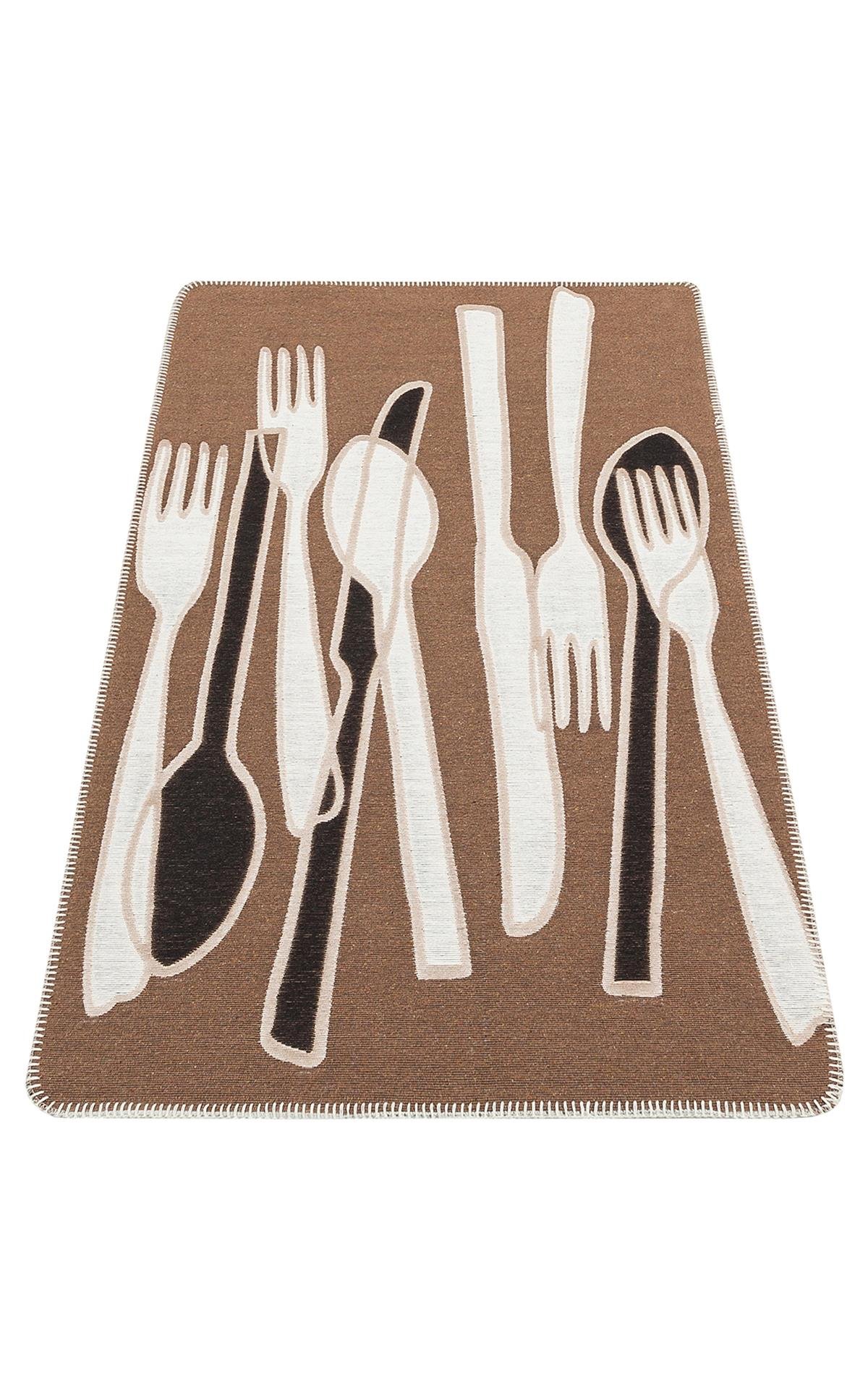 ARYA NEO ARN 06 BROWN WHITE  Yıkanabilir Kaymaz Tabanlı Modern Pamuk Kilim