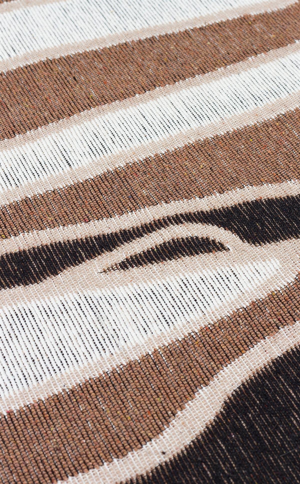 ARYA NEO ARN 06 BROWN WHITE  Yıkanabilir Kaymaz Tabanlı Modern Pamuk Kilim