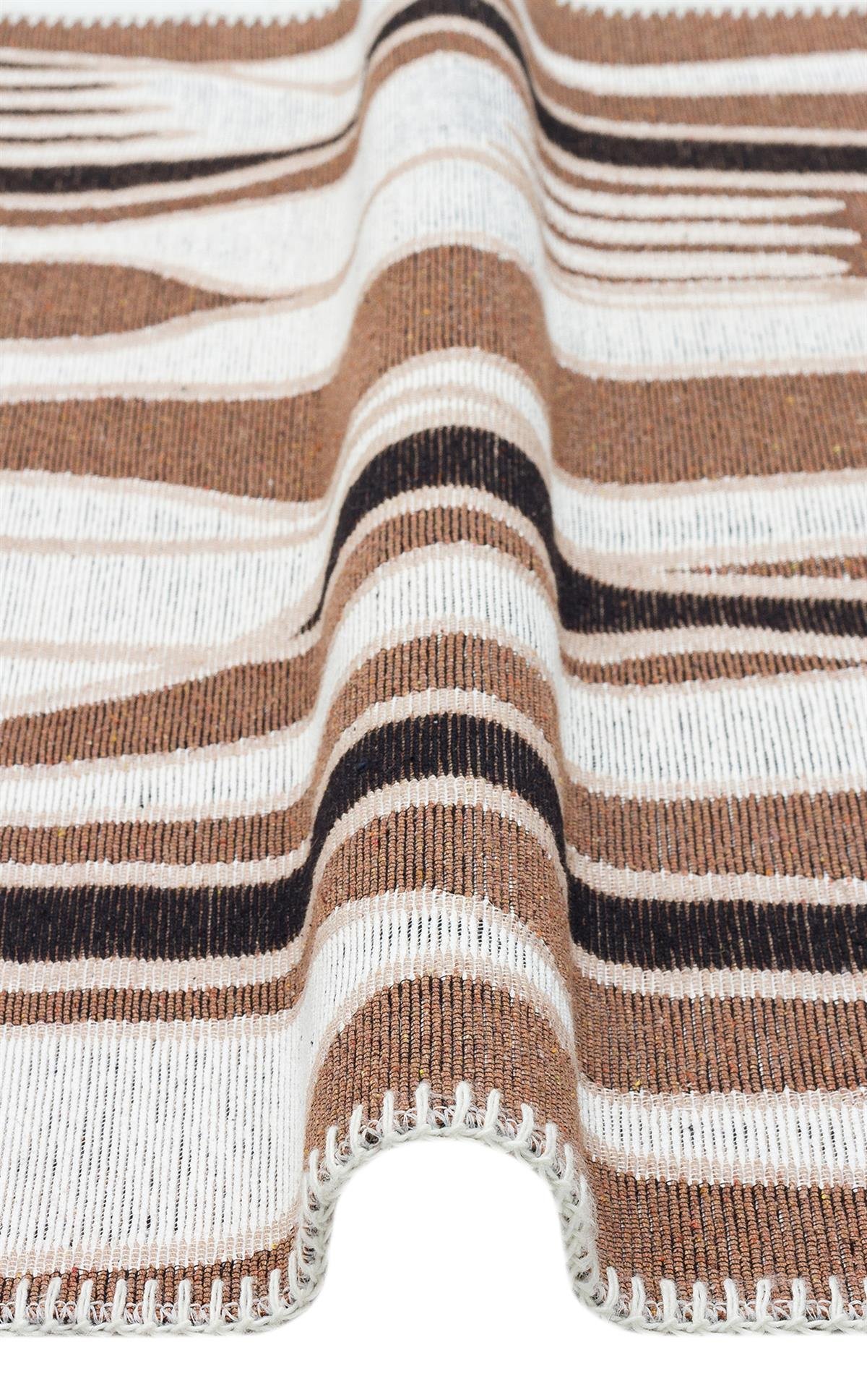 ARYA NEO ARN 06 BROWN WHITE  Yıkanabilir Kaymaz Tabanlı Modern Pamuk Kilim