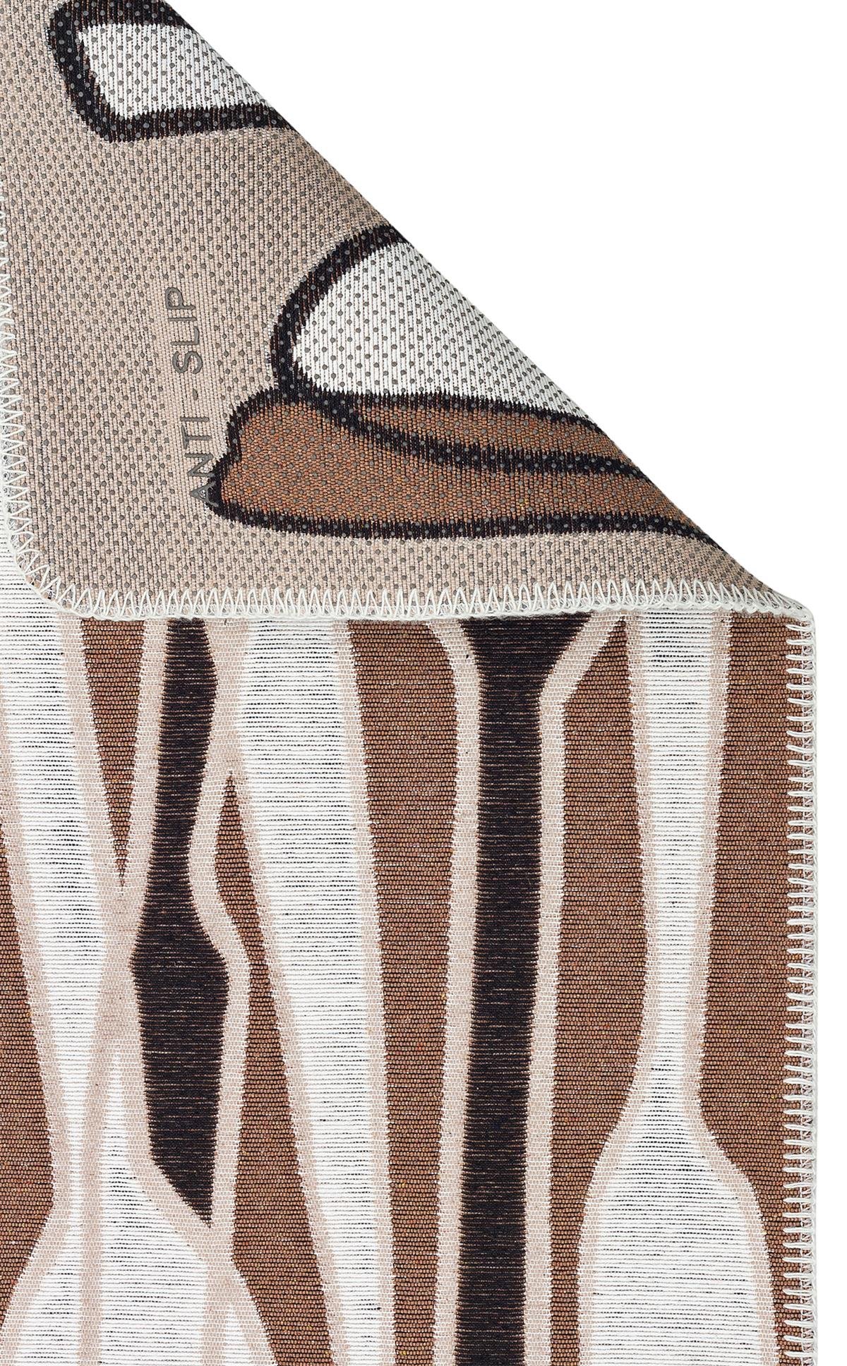 ARYA NEO ARN 06 BROWN WHITE  Yıkanabilir Kaymaz Tabanlı Modern Pamuk Kilim