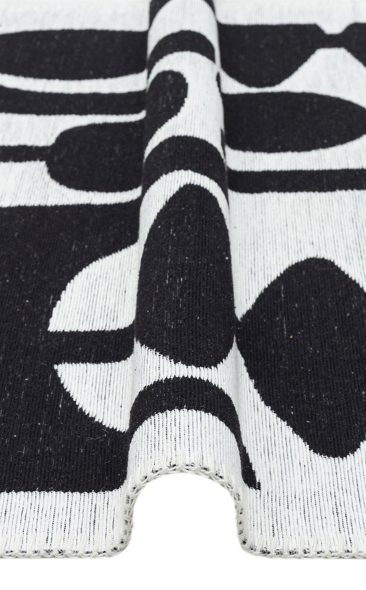 ARYA NEO ARN 07 WHITE BLACK  Yıkanabilir Kaymaz Tabanlı Modern Pamuk Kilim